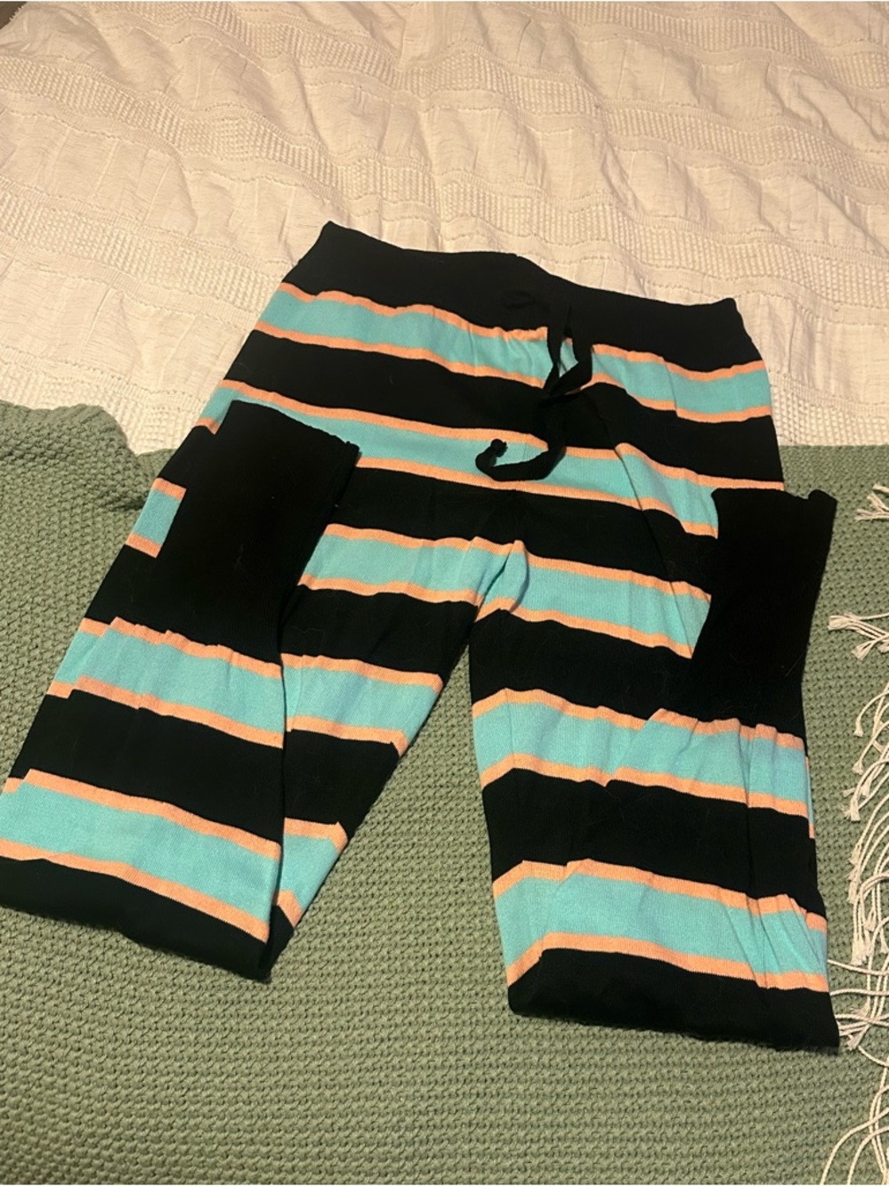 Ballet full length knit striped warm up pants